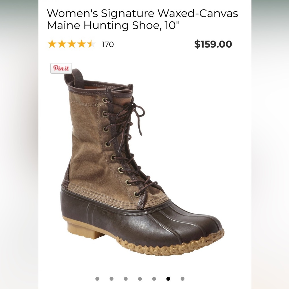 Womens LL Bean waxed canvas lace up Maine hunting boot
